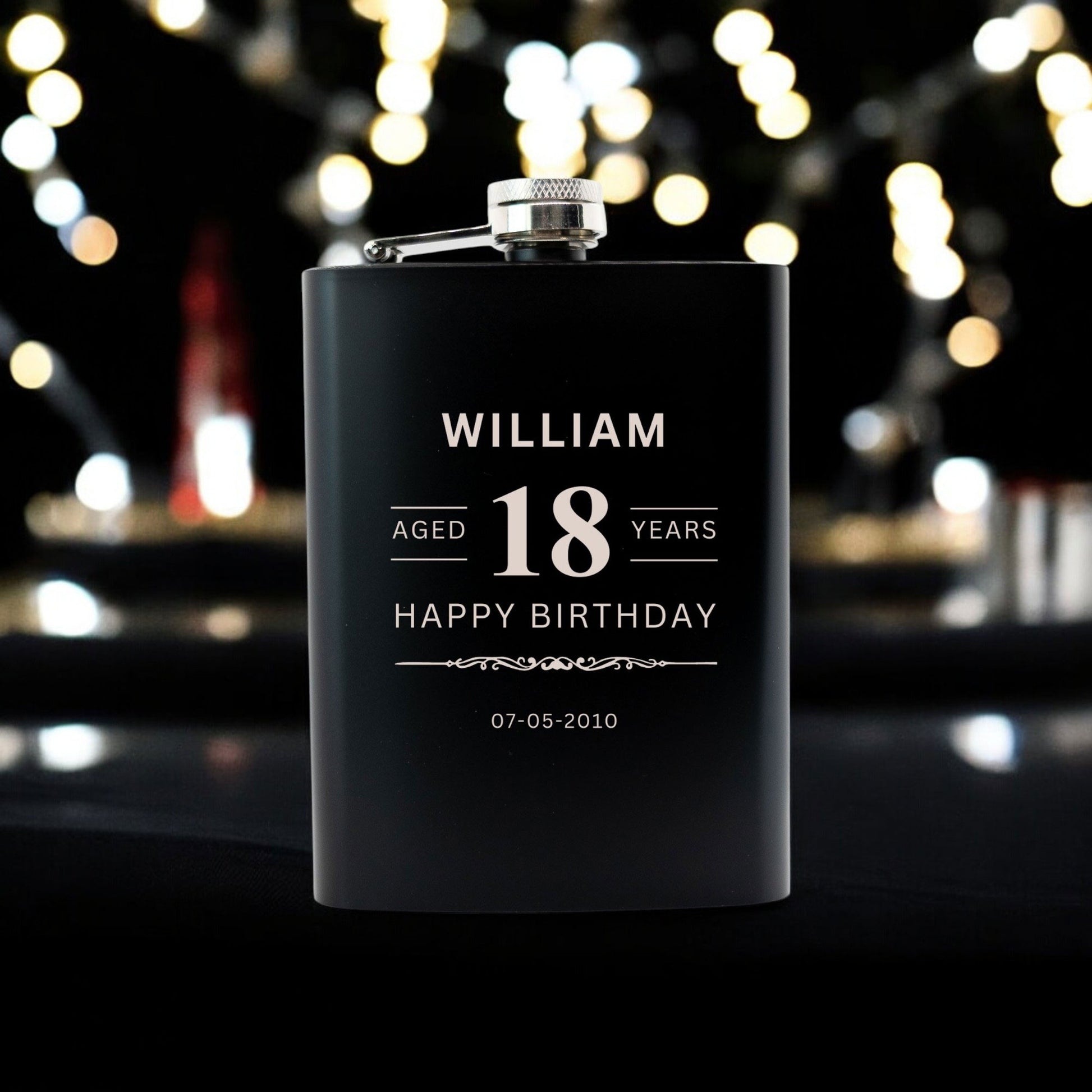 18th Birthday Hip Flask Gift Set Whiskey Label Themed