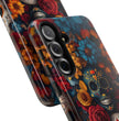 Day of The Dead Phone Flower Phone Case, Sugar Skull - Tough Case for Samsung Galaxy S25 S24 S23 S22 S21
