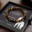 To A Wonderful Dad - Beautiful Tiger Eye Volcanic Stone Bracelet with Personalised Message Card Gift Boxed