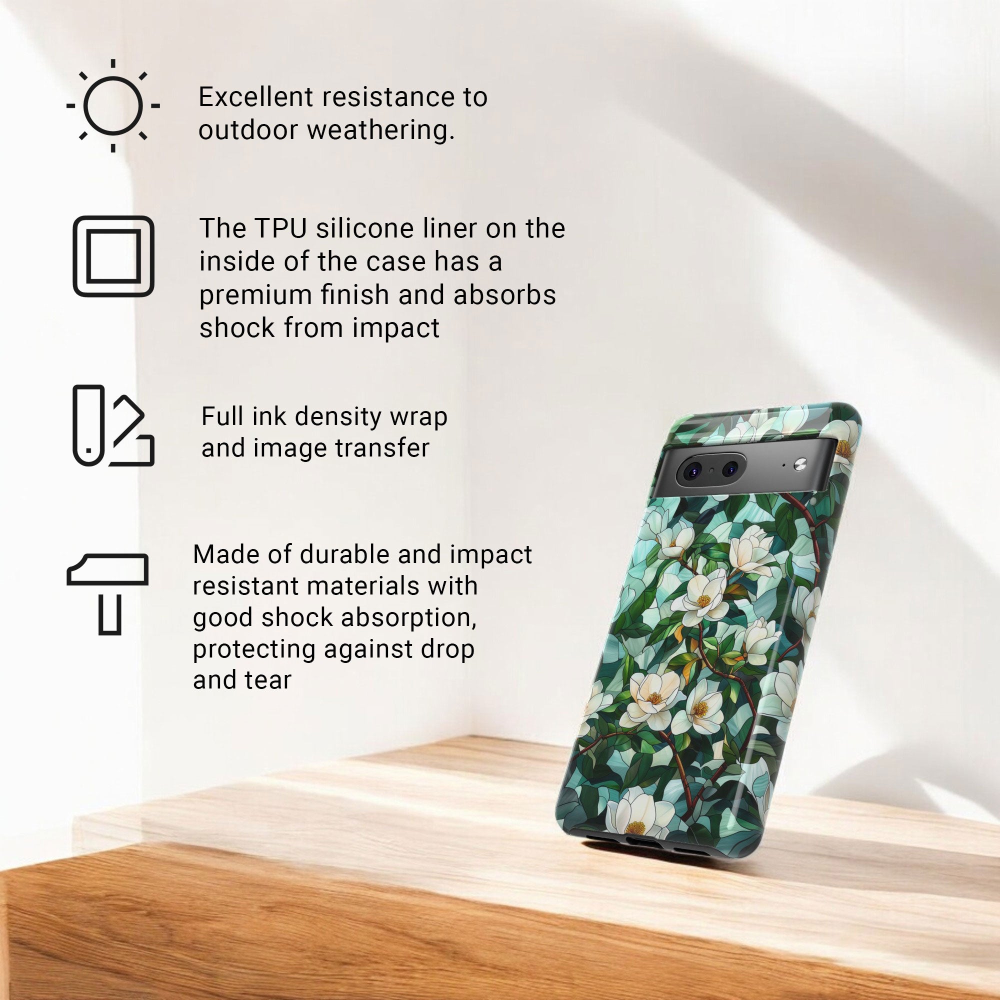 Magnolia Flower Phone Case - Floral Tough Phone Cover -  Tough Case for Google Pixel 9 Pro XL, Pixel 8 Case Pixel 7 6 5