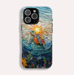 Sea Turtle Phone Case, Paper Quilling Design, Stained Glass Look - Tough Case for iPhone 16 15 14 13 12 11 10 9 8 Pro Max