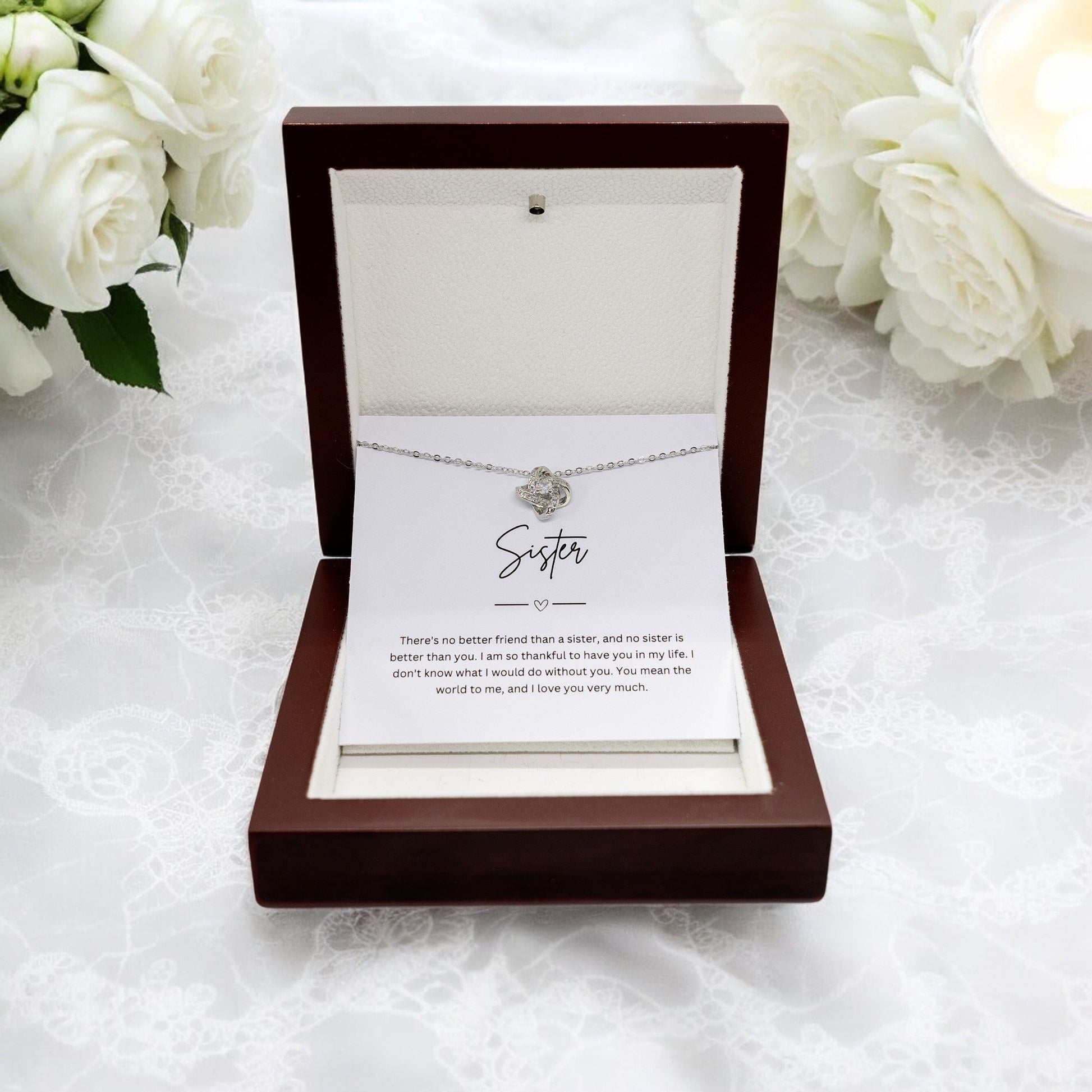 Gift For Sister - Beautiful Silver Necklace - Personalised Message Card