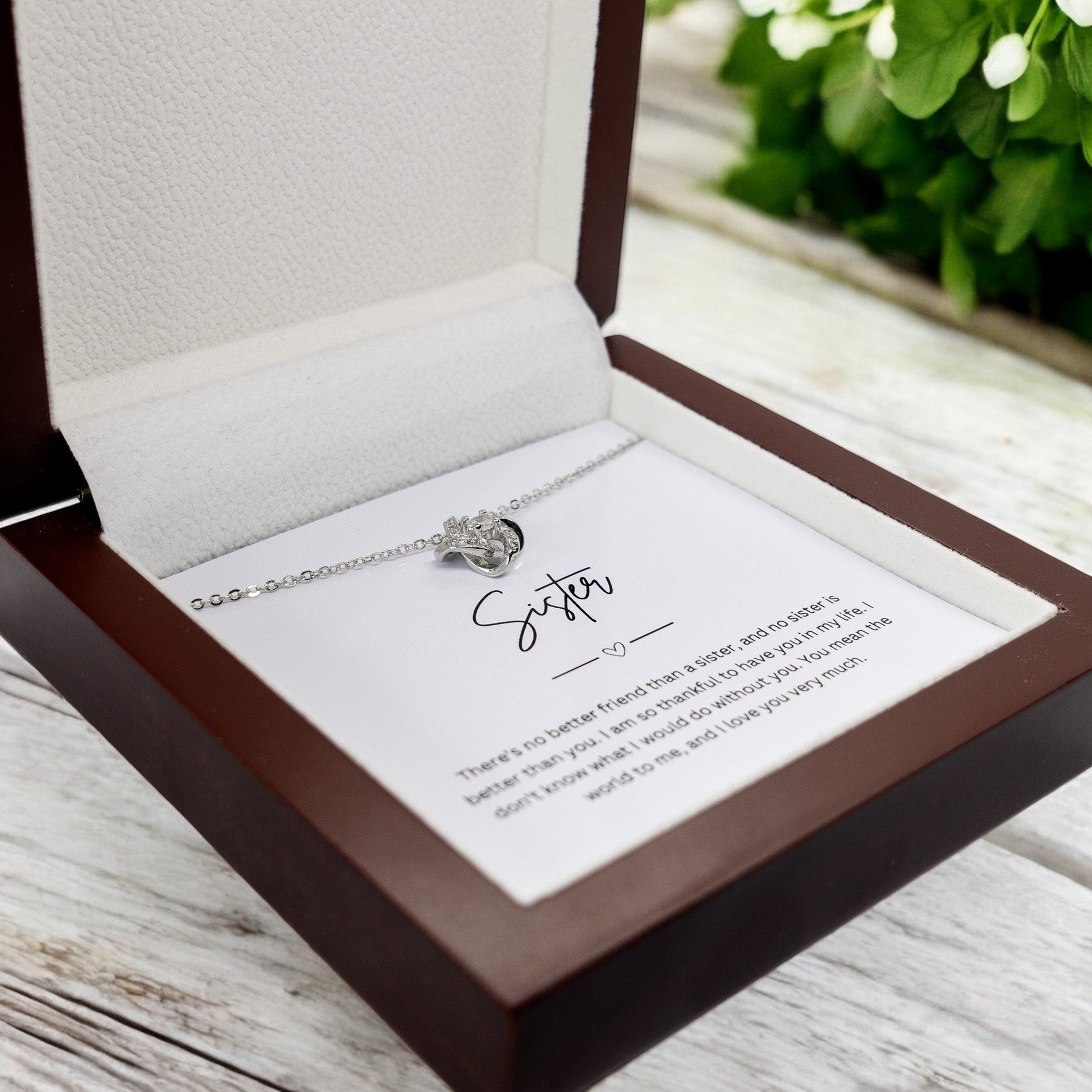 Gift For Sister - Beautiful Silver Necklace - Personalised Message Card